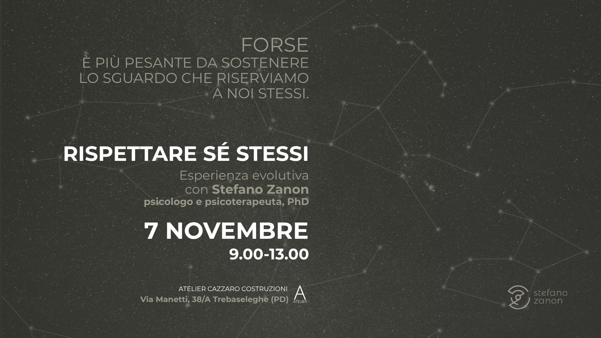 Stefano Zanon - rispettare sè stessi 7 novembre 2026
